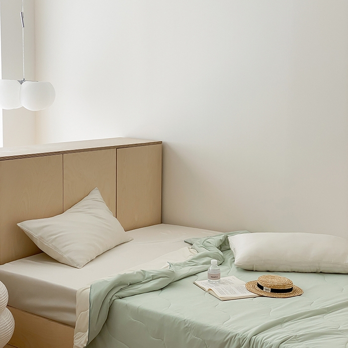 91家纺网 家纺一手货源 找家纺 时年家纺 2025新款升级版180克高定即刻凉感夏被 抹茶绿