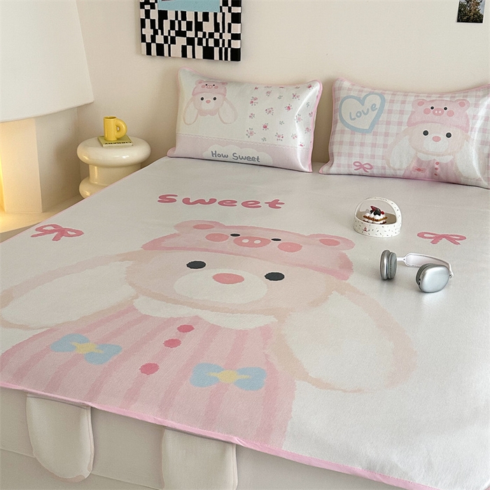 91家纺网 家纺一手货源 找家纺 美乐迪家纺 2025新款异形冰藤席 大耳兔