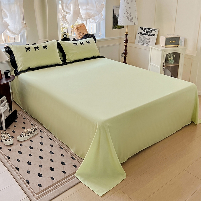 91家纺网 家纺一手货源 找家纺 梦之岛 2025新款韩版小泡泡水洗棉毛巾绣四件套-蝶梦 蝶梦蝴蝶结-绿