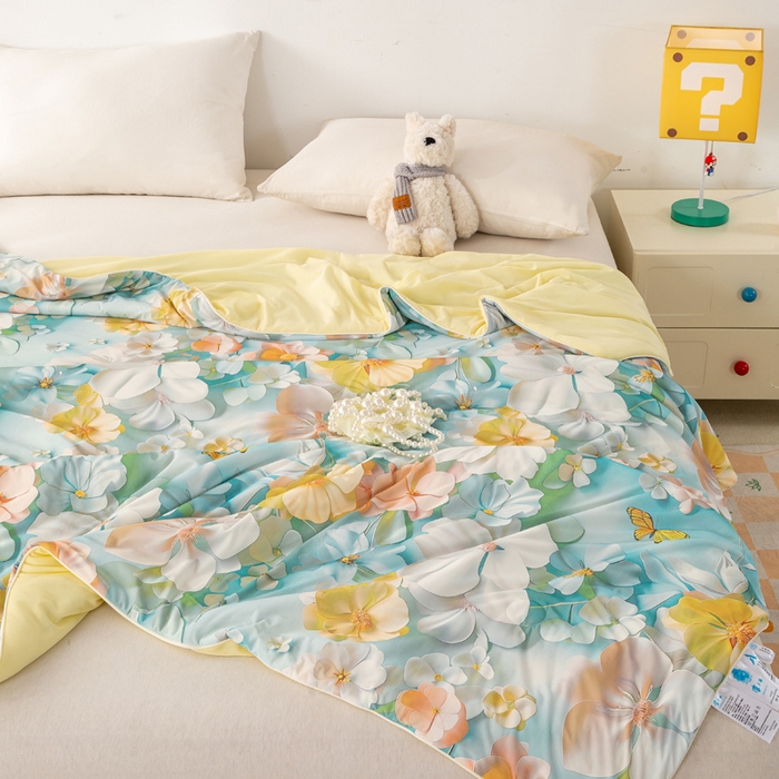 91家纺网 家纺一手货源 找家纺 （总） 居易简 2025新款5D立体夏被空调被A类云母仿锦氨凉感丝夏凉被