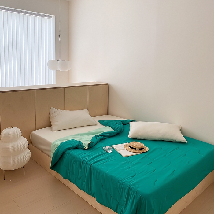 91家纺网 家纺一手货源 找家纺 时年家纺 2025新款升级版180克高定即刻凉感夏被 西瓜绿