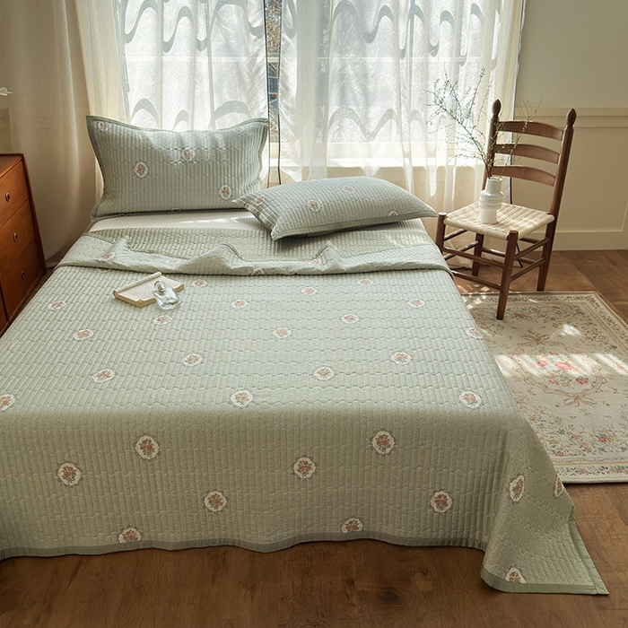 91家纺网 家纺一手货源 找家纺 美优兰 2025春夏新款双面天丝高温砂洗床盖 繁花