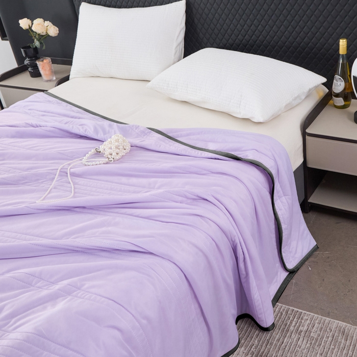 91家纺网 家纺一手货源 找家纺 丝薇雅 2025新款凉感丝夏被冰淇淋夏凉被 黑边-条纹魅紫