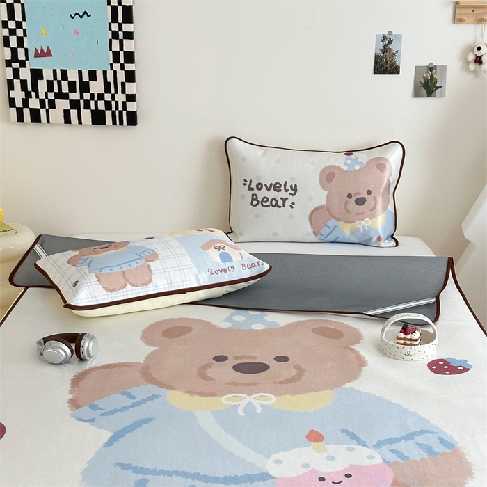 91家纺网 家纺一手货源 找家纺 美乐迪家纺 2025新款异形冰藤席 小熊