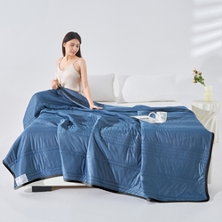91家纺网 家纺一手货源 找家纺 丝薇雅 2025新款凉感丝夏被冰淇淋夏凉被 黑边-条纹湖蓝,黑边-条纹湖蓝