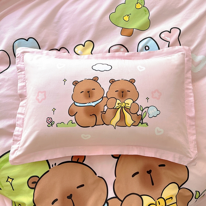 91家纺网 家纺一手货源 找家纺 2025新款原创设计卡皮巴拉全棉四件套-有作品登记证书 阳光巴拉