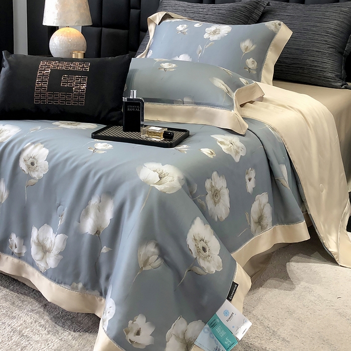 91家纺网 家纺一手货源 找家纺 若未家居 LOVEWE HOUSE 2025新款兰精天丝印花夏被及夏被四件套 蒲公英之恋（床单款+床盖款）