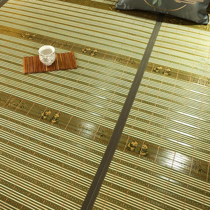 91家纺网 家纺一手货源 找家纺 森璐家纺 2025新款茶香养生竹席藤席草席冰丝席凉席子 熊猫绿-反面冰藤