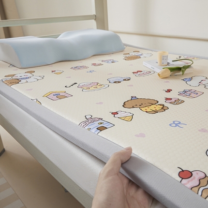 川悦生活 2025新款数码印花冰豆豆凉席床垫-学生床 小狗加油