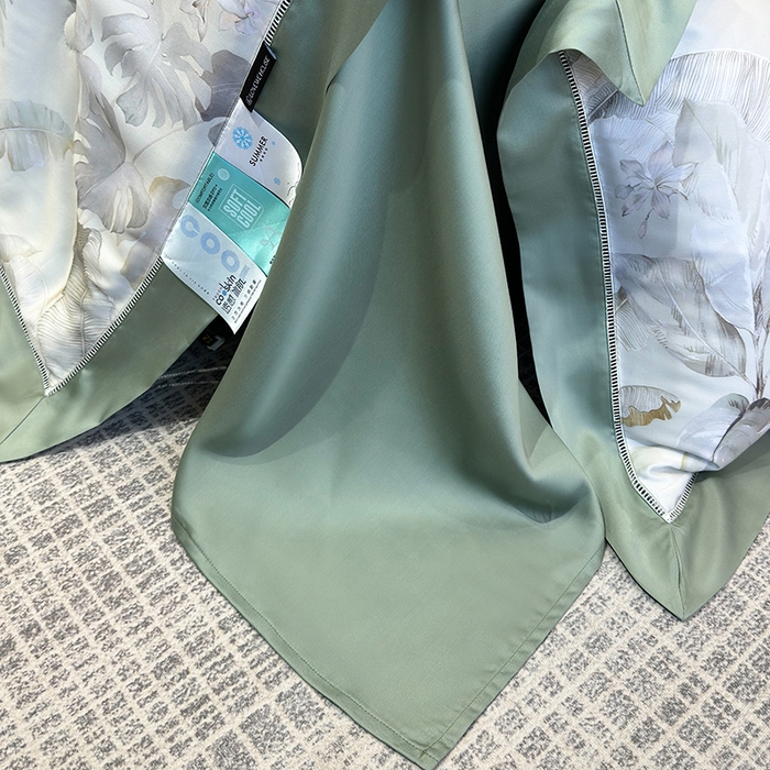 91家纺网 家纺一手货源 找家纺 若未家居 LOVEWE HOUSE 2025新款兰精天丝印花夏被及夏被四件套 清爽一夏（床单款+床盖款）