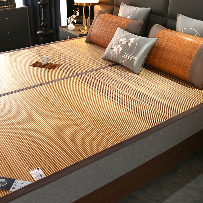 91家纺网 家纺一手货源 找家纺 森璐家纺 2025新款茶香养生竹席藤席草席冰丝席凉席子 金砖清凉席-反面亚草