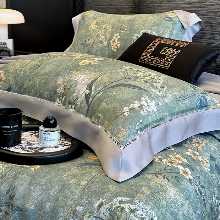 91家纺网 家纺一手货源 找家纺 若未家居 LOVEWE HOUSE 2025新款兰精天丝印花夏被及夏被四件套 空山栀子（床单款+床盖款）