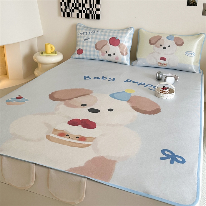 91家纺网 家纺一手货源 找家纺 美乐迪家纺 2025新款异形冰藤席 蛋糕小狗