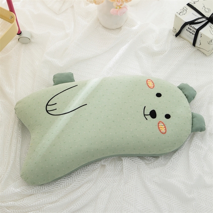 织布人2025新款荞麦枕全棉熊抱抱卡通儿童学生宿舍枕头抱枕午睡枕  全棉熊抱抱枕-绿色【荞麦壳】32*52cm   