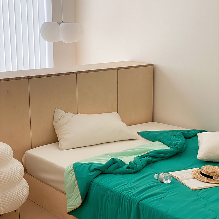 91家纺网 家纺一手货源 找家纺 时年家纺 2025新款升级版180克高定即刻凉感夏被 西瓜绿