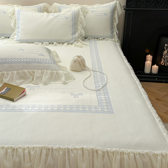 91家纺网 家纺一手货源 找家纺 2025新款蝴蝶小姐冰岛赋能凉席三件套 蝴蝶小姐-蓝