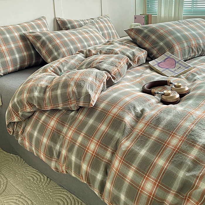 91家纺网 家纺一手货源 找家纺 大柏树 2025新款全棉水洗棉套件-床单四件套 诺卡