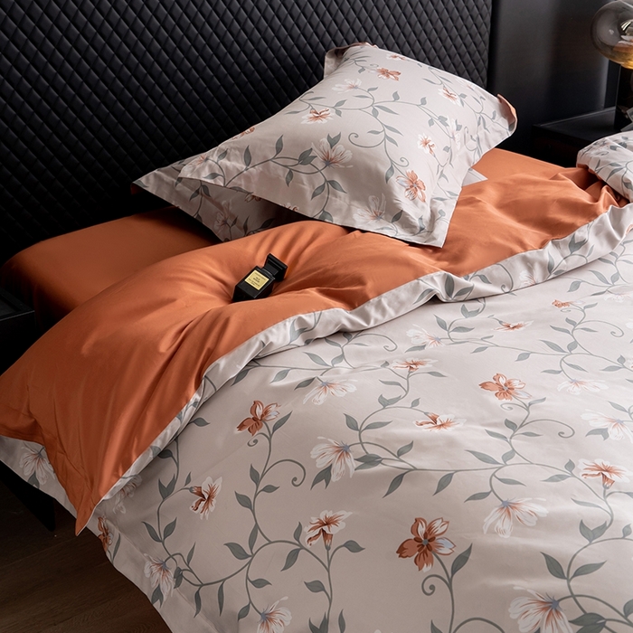 91家纺网 家纺一手货源 找家纺 皇寝世家家居 2025新款60S新疆长绒棉数码印花全棉床上四件套纯棉床品套件 蔓丽