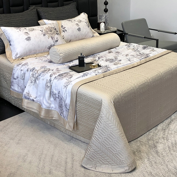 91家纺网 家纺一手货源 找家纺 若未家居 LOVEWE HOUSE 2025新款兰精天丝印花夏被及夏被四件套 芍药连枝（床单款+床盖款）