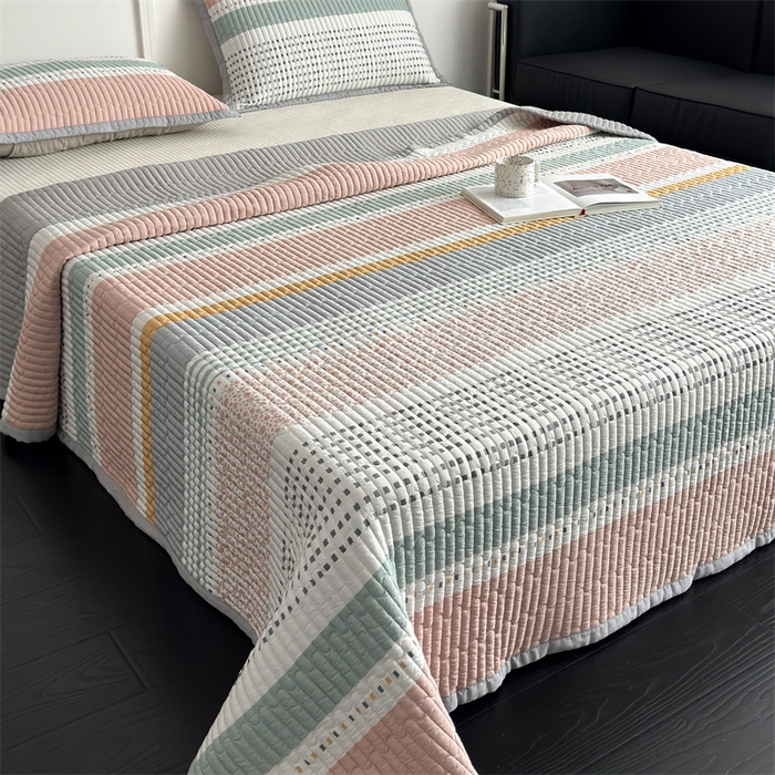 91家纺网 家纺一手货源 找家纺 美优兰 2025春夏新款双面天丝高温砂洗床盖 卡农