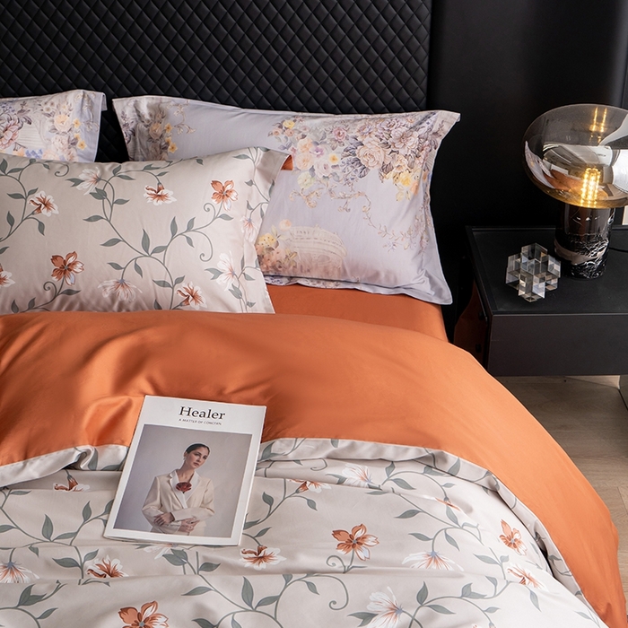 91家纺网 家纺一手货源 找家纺 皇寝世家家居 2025新款60S新疆长绒棉数码印花全棉床上四件套纯棉床品套件 蔓丽