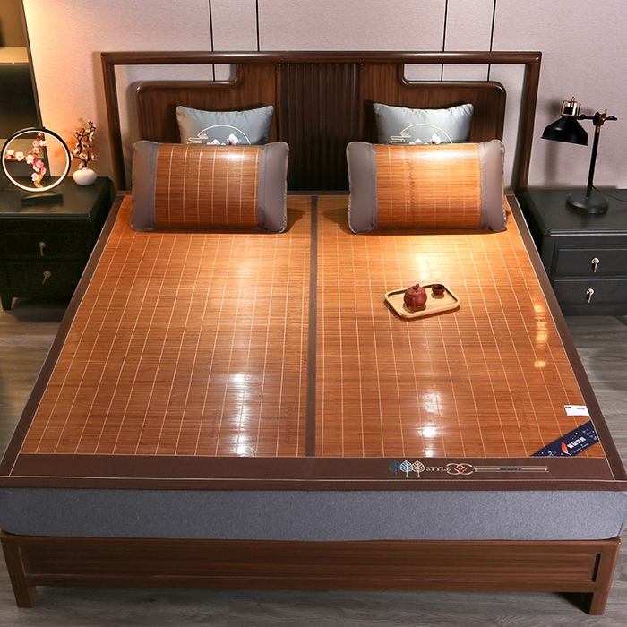 91家纺网 家纺一手货源 找家纺 鸣创 2025新款碳光竹席艾草驱蚊凉席草席藤席 金枝玉叶