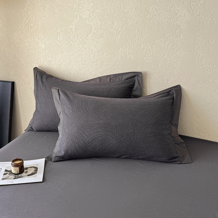 91家纺网 家纺一手货源 找家纺 若未家居 LOVEWE HOUSE 2025新款50S色织空气层水洗大提花全棉四件套 流光-碳素灰