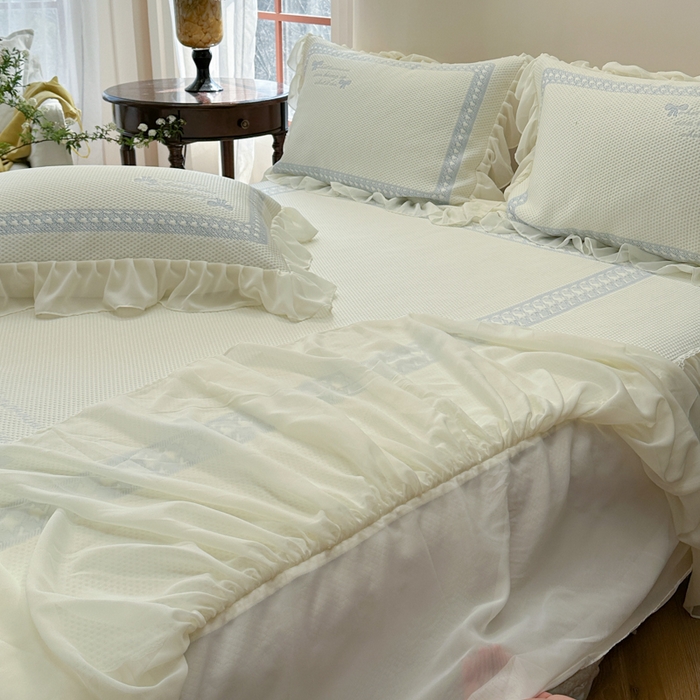 91家纺网 家纺一手货源 找家纺 2025新款蝴蝶小姐冰岛赋能凉席三件套 蝴蝶小姐-蓝