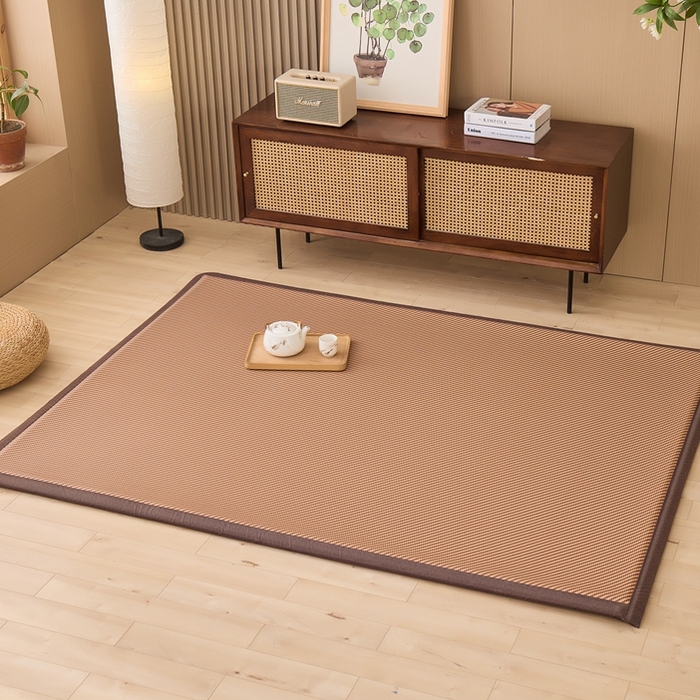 91家纺网 家纺一手货源 找家纺 绒艺席业 2025新款PE藤席地垫 斜纹编织 白玉