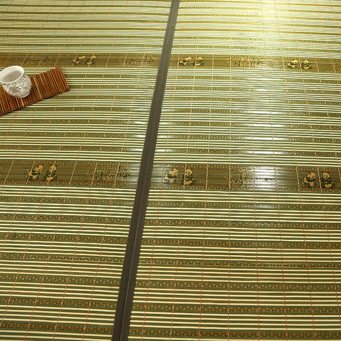 91家纺网 家纺一手货源 找家纺 森璐家纺 2025新款茶香养生竹席藤席草席冰丝席凉席子 熊猫绿-反面冰藤