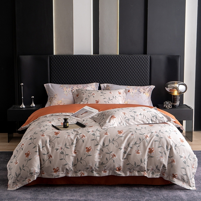 91家纺网 家纺一手货源 找家纺 皇寝世家家居 2025新款60S新疆长绒棉数码印花全棉床上四件套纯棉床品套件 蔓丽