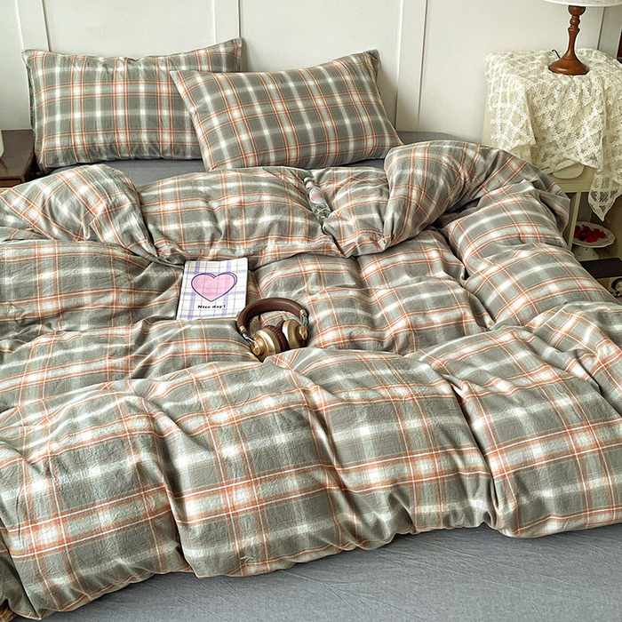 91家纺网 家纺一手货源 找家纺 大柏树 2025新款全棉水洗棉套件-床单四件套 诺卡