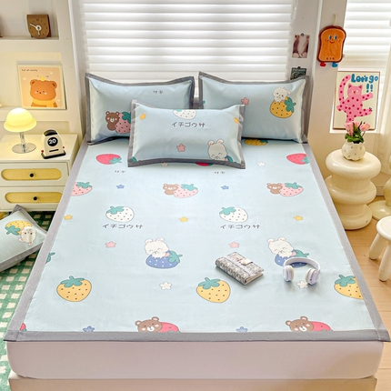 金盛纺 2025新款A类数码印花冰丝席-床席款 草莓乐园