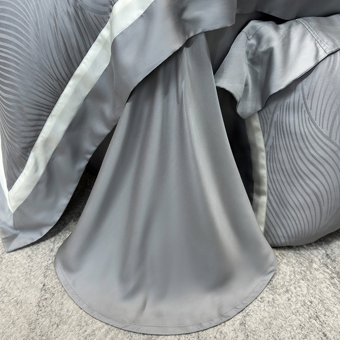 91家纺网 家纺一手货源 找家纺 若未家居 LOVEWE HOUSE 2025新款天丝提花套件撞色轻奢风四件套-天丝布拉格 天丝布拉格 银灰