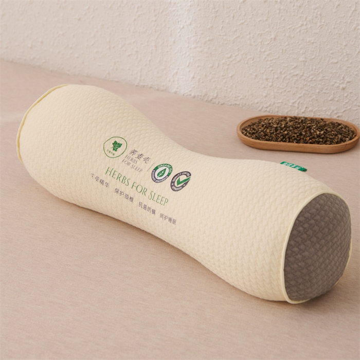 91家纺网 家纺一手货源 找家纺 芯洲 2025新款针织棉荞麦颈椎牵引枕枕头枕芯 针织圆形颈椎枕-白42*12cm/只（加艾草混合）