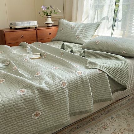 美优兰 2025春夏新款双面天丝高温砂洗床盖 繁花