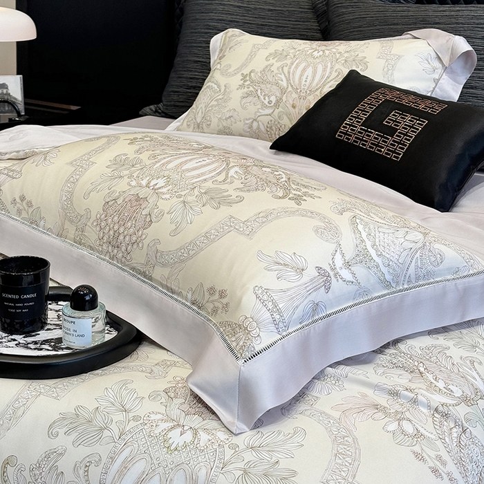 91家纺网 家纺一手货源 找家纺 若未家居 LOVEWE HOUSE 2025新款兰精天丝印花夏被及夏被四件套 宫廷华尔兹（床单款+床盖款）