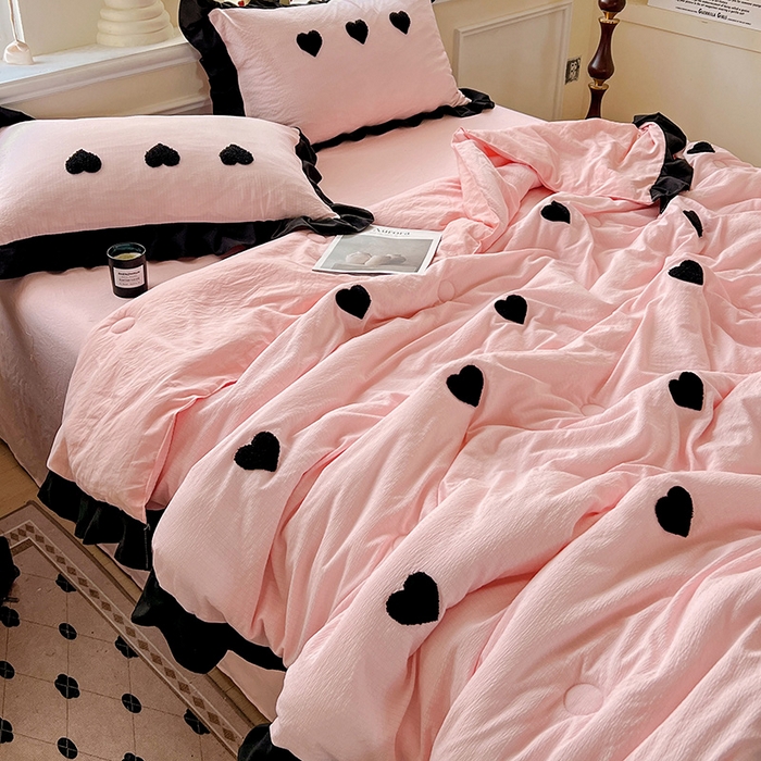 91家纺网 家纺一手货源 找家纺 梦之岛 2025新款韩版小泡泡水洗棉毛巾绣四件套-蝶梦 蝶梦爱心-玉