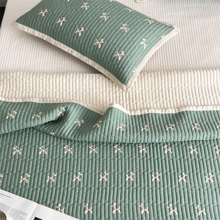 91家纺网 家纺一手货源 找家纺 美优兰 2025春夏新款双面天丝高温砂洗床盖 机器狗