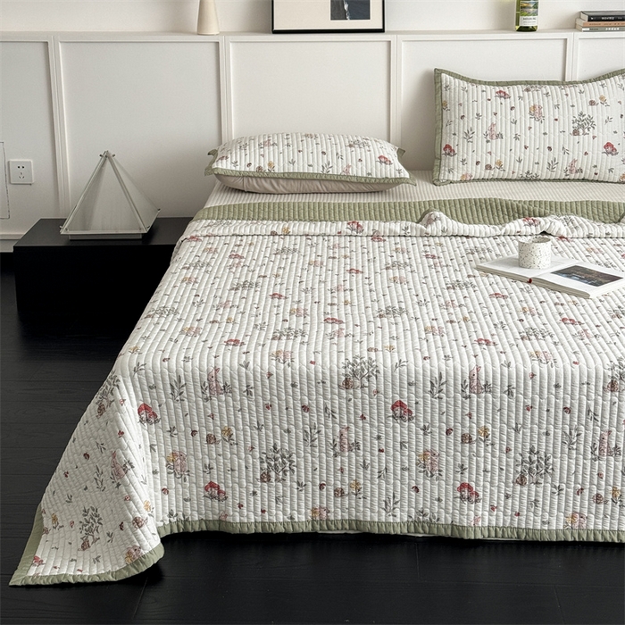 91家纺网 家纺一手货源 找家纺 美优兰 2025春夏新款双面天丝高温砂洗床盖 草坪派对