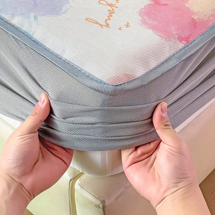 91家纺网 家纺一手货源 找家纺 金盛纺 2025新款A类数码印花冰丝席-床笠款 天女散花