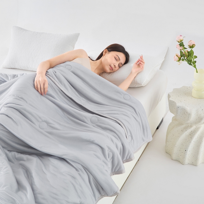 91家纺网 家纺一手货源 找家纺 丝薇雅 2025新款凉感丝夏被冰淇淋夏凉被 圆圈灰色