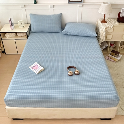 2025新款全棉水洗棉套件-单床笠 春野兰