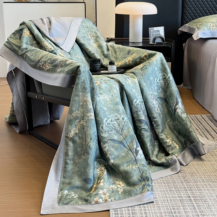 91家纺网 家纺一手货源 找家纺 若未家居 LOVEWE HOUSE 2025新款兰精天丝印花夏被及夏被四件套 空山栀子（床单款+床盖款）