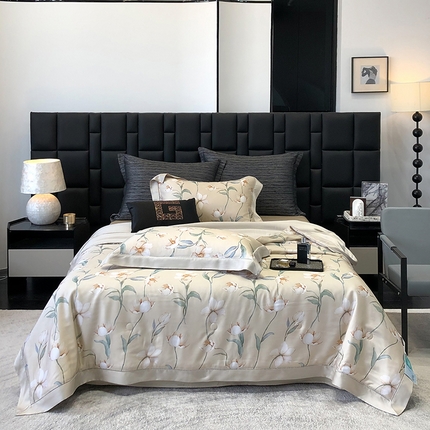 若未家居 LOVEWE HOUSE 2025新款兰精天丝印花夏被及夏被四件套 玉兰白雪（床单款+床盖款）