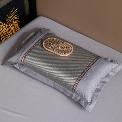 91家纺网 家纺一手货源 找家纺 织布人2025新款荞麦枕夏季凉感冰藤枕头竹面硬枕茶叶茉莉花夏凉枕头 夏凉直角冰藤-灰色【38*58荞麦枕】