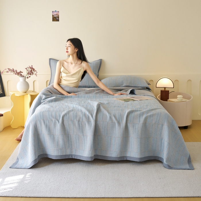 91家纺网 家纺一手货源 找家纺 棠薇家纺  2025新款北欧风盖毯毛巾被 古典风情