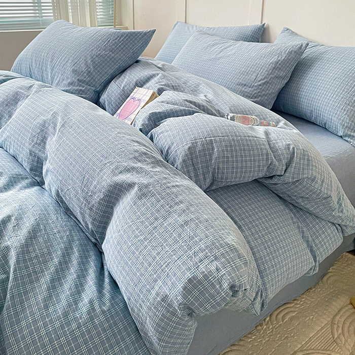 91家纺网 家纺一手货源 找家纺 大柏树 2025新款全棉水洗棉套件-床单四件套 春野兰