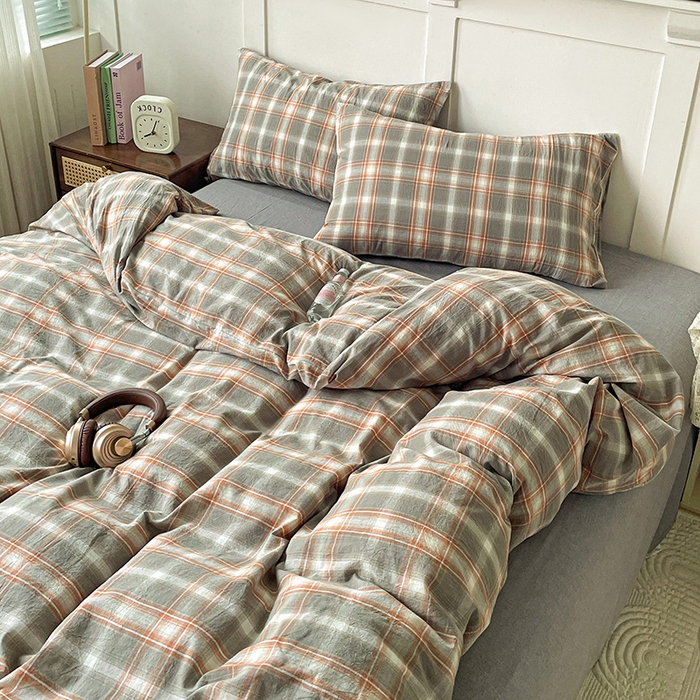 91家纺网 家纺一手货源 找家纺 大柏树 2025新款全棉水洗棉套件-床单四件套 诺卡