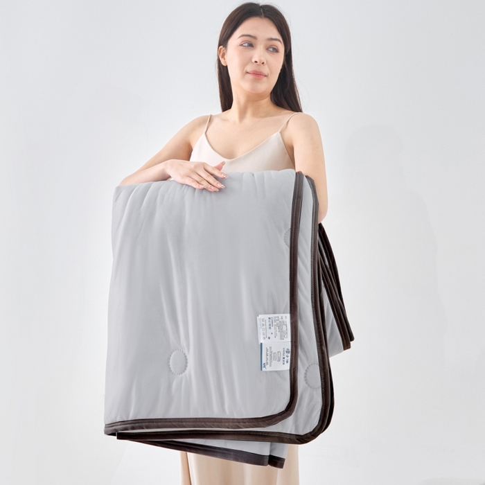 91家纺网 家纺一手货源 找家纺 丝薇雅 2025新款凉感丝夏被冰淇淋夏凉被 黑边-圆圈灰色